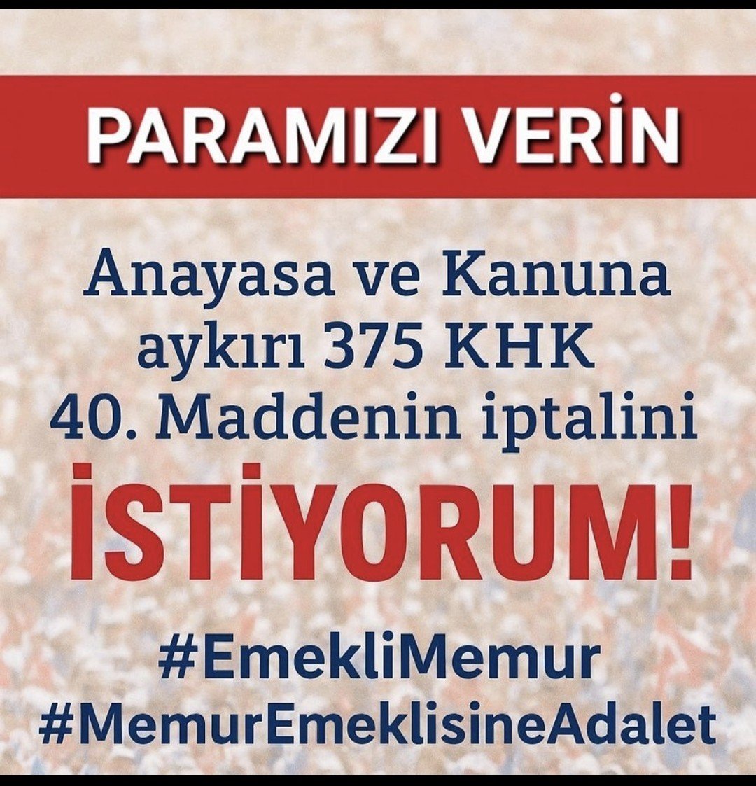gulmez_gul31294's tweet photo. 3 yılı geçti ;
@TBMMGenelKurulu na sesleniyoruz
#EmekliMemur un KHK ile elinden aldığınız seyyanen hakkımızı,
Kanun Teklifi Mecliste kabul edin‼️
2,5 milyon MEMUR EMEKLİSİ
#MemurEmeklisineAdalet   bekliyor
@Akparti @MHP_Bilgi
@tcbestepe 
@yenipartiyiz 
@iyiparti 
@herkesicinCHP https://t.co/bS21hyoc49
