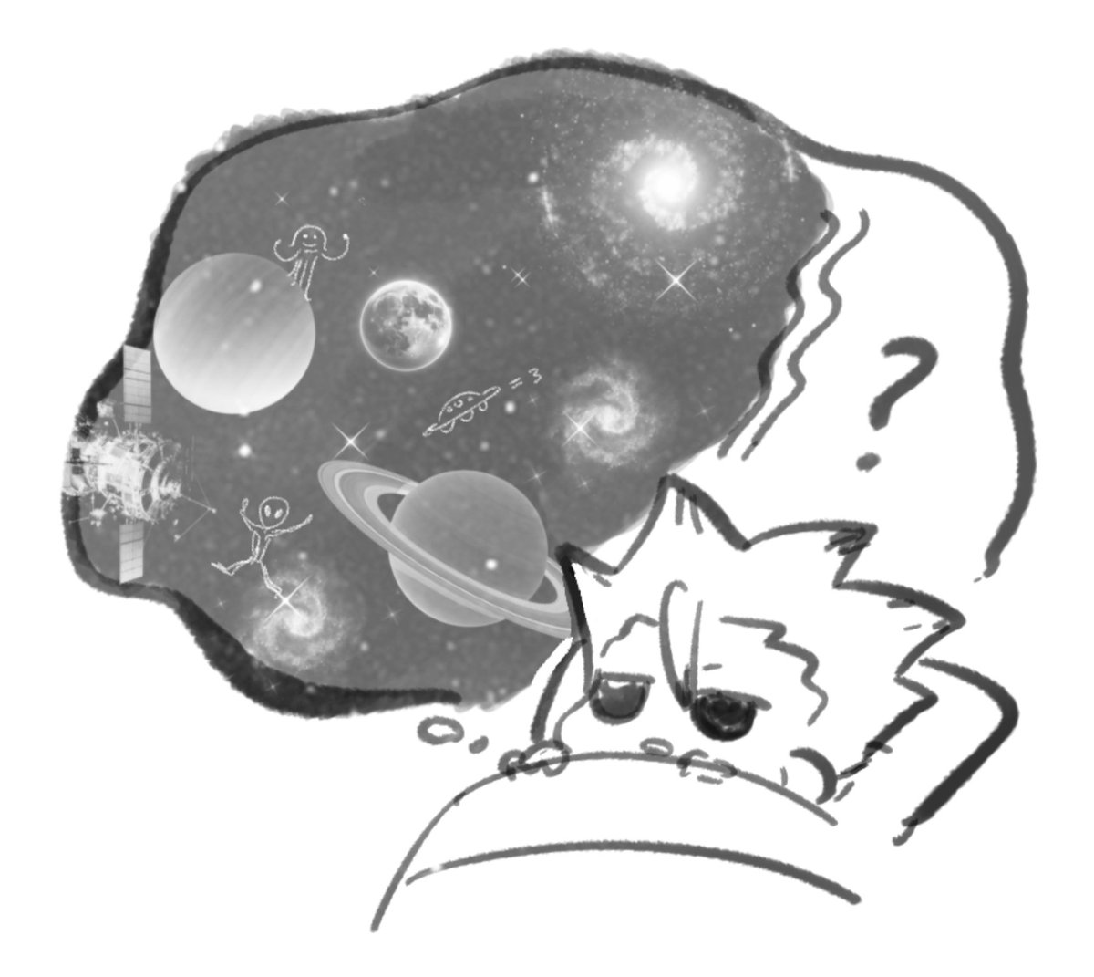 Lovers_yuuji's tweet photo. 結構前のキャンバスから発掘した、"宇宙の端っこの事を考えていたら眠れなくなっちゃった いしがみせんくうくん(5)" https://t.co/YgpFU7vxkq