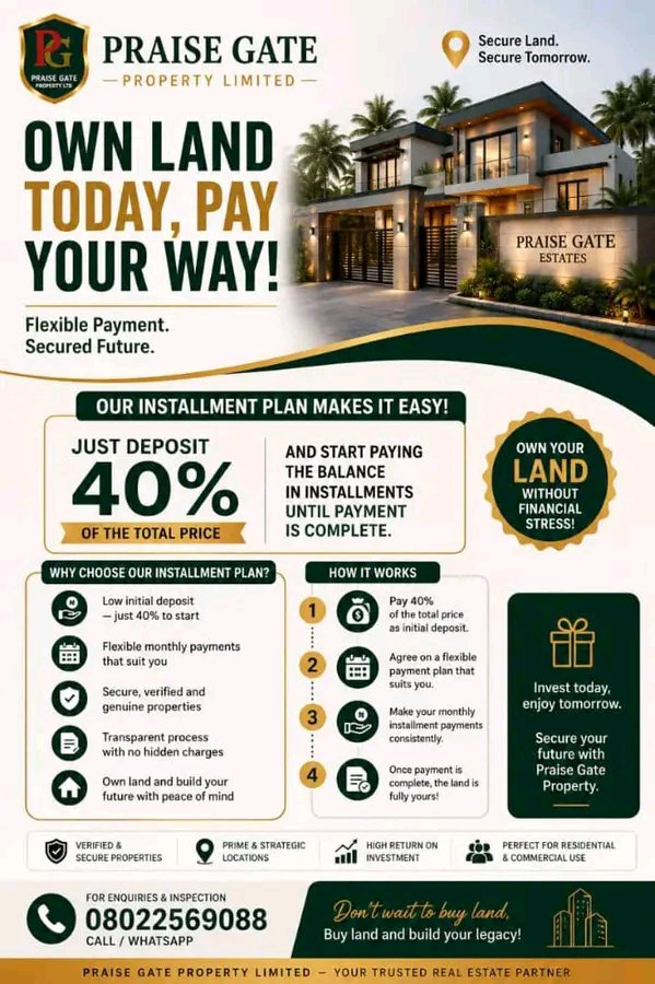 Adaeze3239902's tweet photo. WHAT IF THE BEST INVESTMENT YOU EVER MAKE IS THE LAND YOU BUY TODAY?

Imagine looking back five years from now and realizing that the land you almost ignored has doubled—or even tripled—in value.

That's the power of real estate. https://t.co/3VWQv837wr