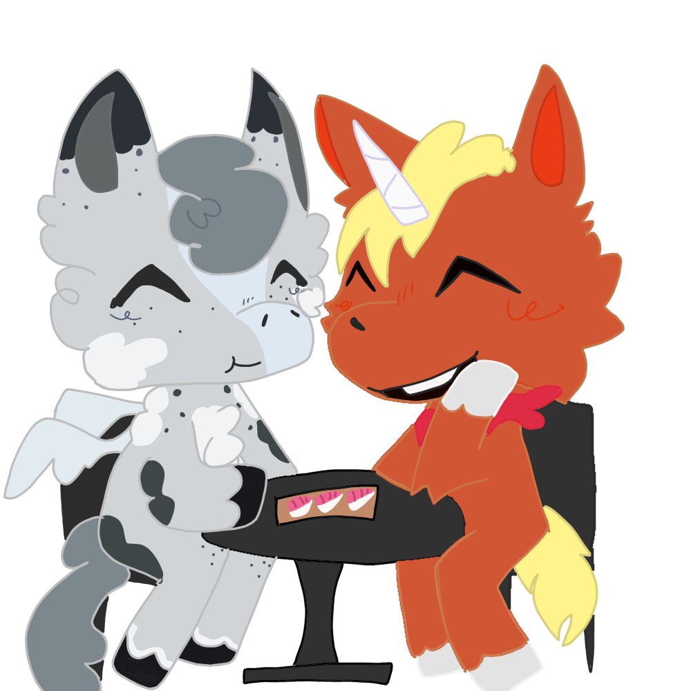 Velvetstxrs's tweet photo. The buddy the unicorn account replied to my comment answering my question and we share the same favorite food!! so I drew buddy and my oc enjoying it! Now I’m thinking about otoro sushi….now  im  hungry  @Buddy_The_Uni #buddy #buddytheunicorn #itsbuddy https://t.co/9xQyxtMAVr