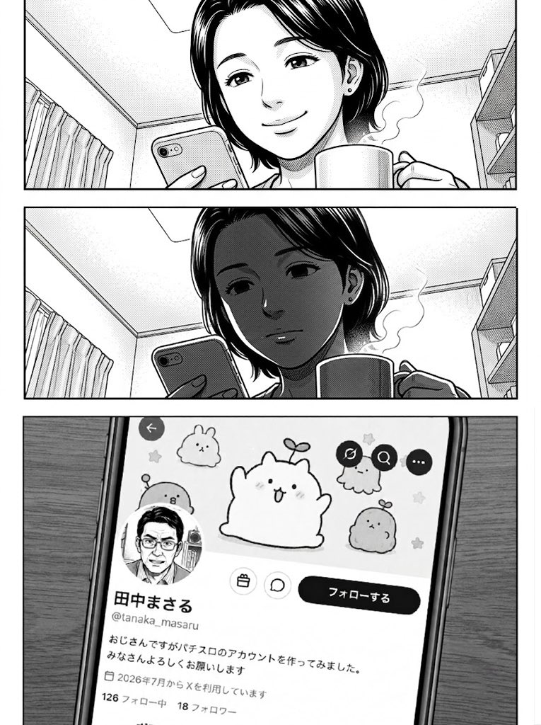 slo_joshi_nyako's tweet photo. 【創作漫画】

田中まさる（51）の挑戦 59 https://t.co/a1uDIlrB8x