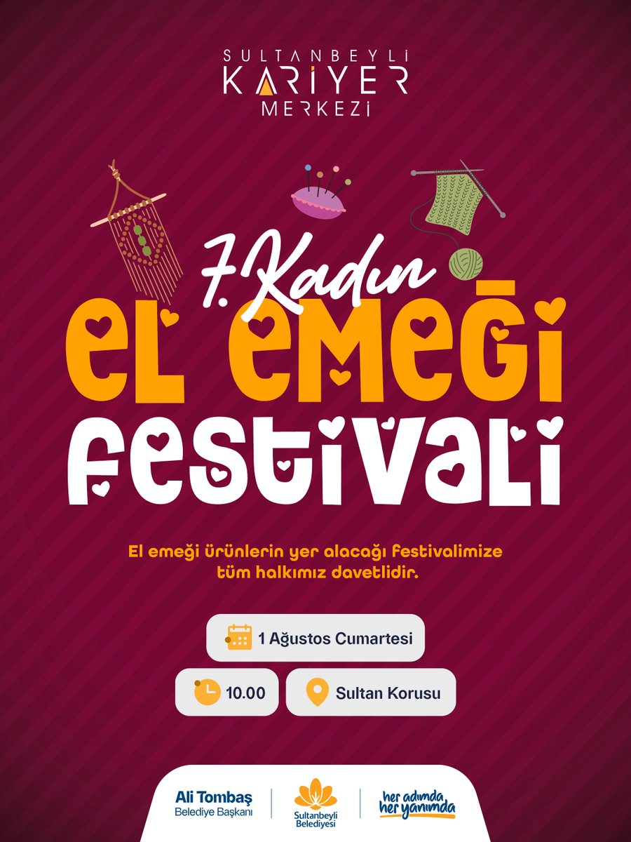 SultanbeyliBel's tweet photo. El emeği, göz nuru ürünler sizlerle buluşuyor. ���

Kadın El Emeği Festivali’mize tüm vatandaşlarımızı bekleriz.

📆1 Ağustos Cumartesi
🕙10.00
📍Sultan Korusu https://t.co/AXs6ErY8xN