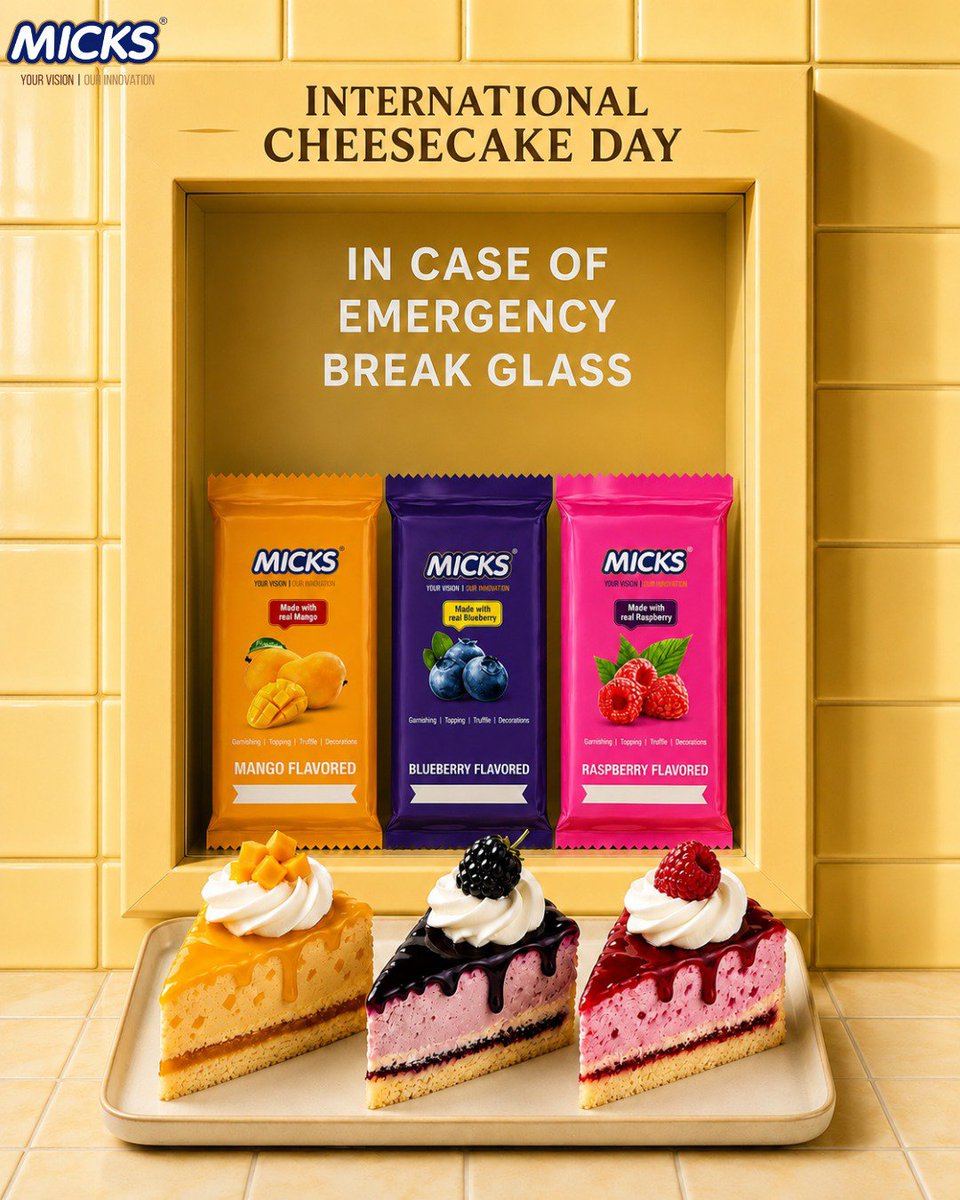 MicksChocolates's tweet photo. Not every flavour is destined for cheesecake. But Blueberry, Mango and Raspberry? They're made for it. 
This International Cheesecake Day, we're celebrating three timeless pairings, brought to life with MICKS Flavoured Chocolates 

#MICKSChocolates #internationalcheesecakeday https://t.co/13emor0wHu