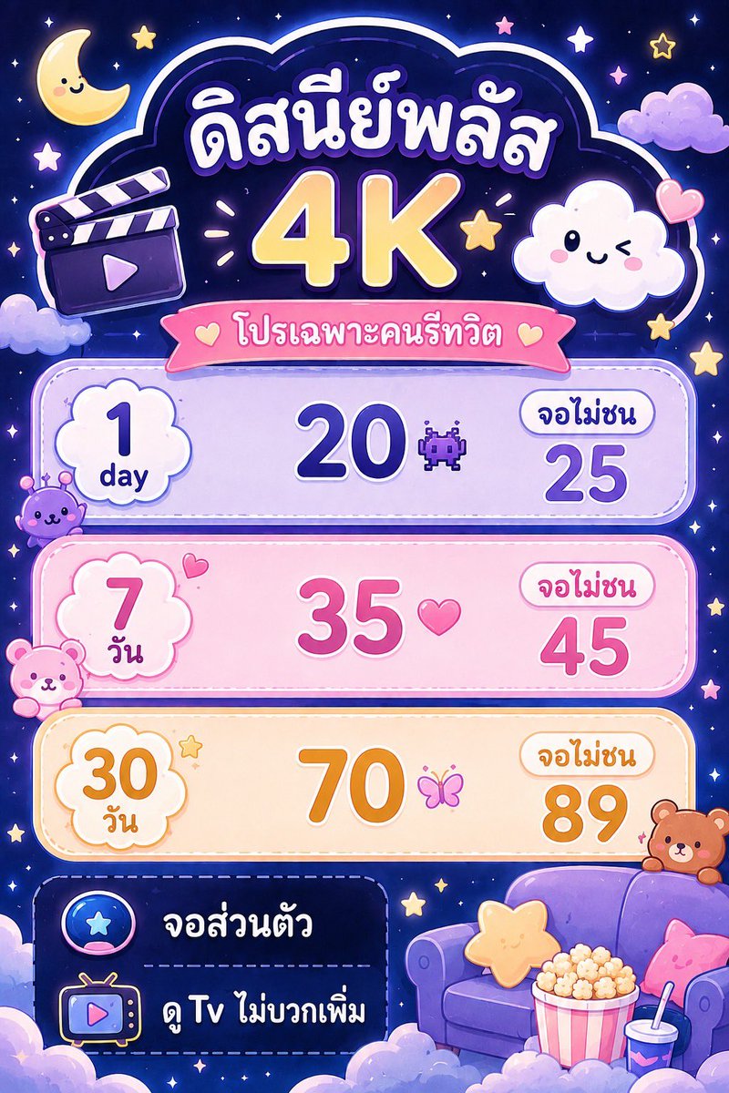 ugiohv's tweet photo. 🎄 Disney Plus 4K *
> โปรเฉพาะคนรีทวิต 🪴

—  1 day  20 🍃
🍀 7 วัน  35 —
— 30 วัน 70 🌱

🌳 จอส่วนตัว 
🥬 ดู Tv ไม่บวกเพิ่ม

#หารdisneyplus #หารdisney #หารดิสนีย์พลัส #หารดิสนีย์ราคาถูก #ดิสนีย์พลัส #ดิสนีย์ ; https://t.co/tj0AeFyaVC