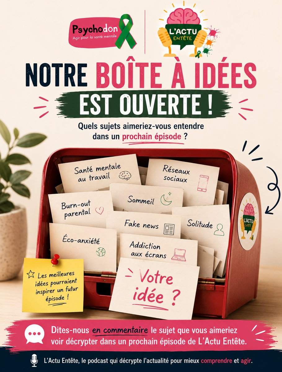 Le_Psychodon's tweet photo. 💡 Et si le prochain épisode partait de votre idée ?

Rendez vous sur 👉 https://t.co/Z37digzgCk

@SudRadio @Uniopss @ADESM_fr @FranceDpression @Addict_Aide @dmeillerand 
#Psychodon #LActuEntête #Podcast https://t.co/hlgPk2bzSp