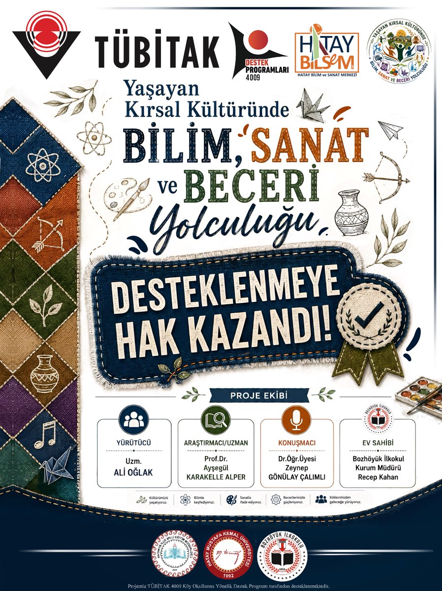 Ysynkrsl_4009's tweet photo. 🌿 Projemiz Desteklenmeye Hak Kazandı! 🎉
TÜBİTAK 4009 Köy Okullarına Yönelik Destek Programı kapsamında hazırladığımız “Yaşayan Kırsal Kültüründe Bilim, Sanat ve Beceri Yolculuğu” projemiz destek almaya hak kazandı.💫 https://t.co/p73CC6HNuS