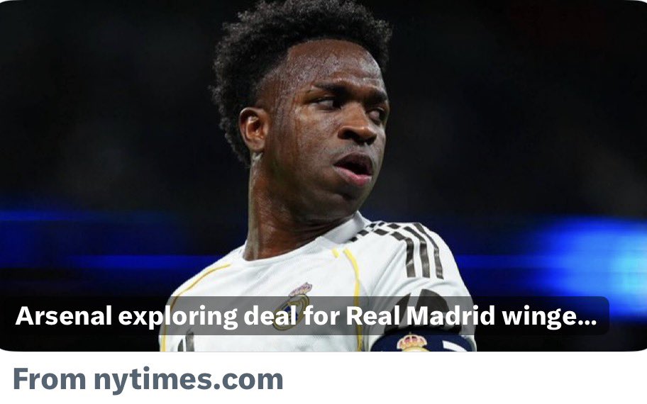 David_Onrnstein's tweet photo. 🚨 EXCLUSIVE: Arsenal reach verbal agreement with Real Madrid to sign Vinicius Junior⁠. Bid of £145m accepted by #RMFC &amp; being finalised. 5+1y contract, medical schedule⁠. 26 yr old excited for premier league football. Mikel Arteta instrumental @TheAthleticFC https://t.co/fu9Vd4w62B