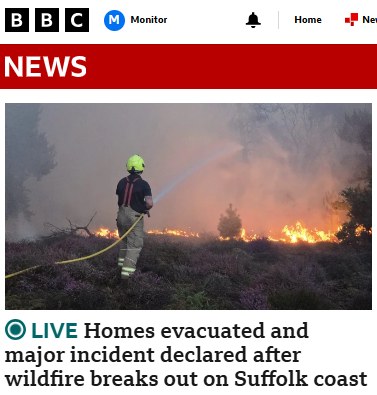 msm_monitor's tweet photo. Multiple wildfires are ongoing in England and Wales, major incidents declared and people evacuated from homes. Yet the BBC shows no interest in turning any of them into a political circus. So why did it politicise the Cairngorms wildfire? Why did it send a political reporter to the Cairngorms?