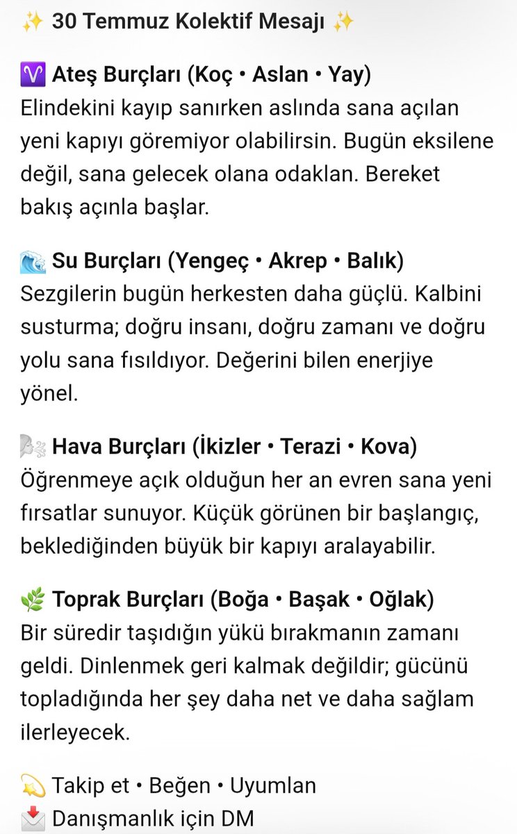 astrolivaa's tweet photo. Etkileşim bırakan takipçilerime niyetlidir 🧚‍♀️❤️
#viral #30temmuz2026 #keşfet  #tarot #astroloji https://t.co/d0PZH7m9dS