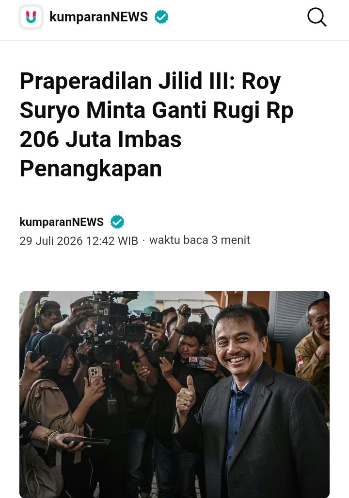 winYurrel99_'s tweet photo. WILAYAH HUKUM REMANG2 

Roy panci ajukan Praperadilan Jilid III. Iniupaya mengulur r waktu agar tdk msk  ke pokok perkara. Dia keytakutan  Krn  tdk punya bukti hasil penelitian yg sah  

Di sisi lain. Tuduhanya salah alamat. Hrsnya UGM yg di gugat Krn dia yg keluarkan ijazah. https://t.co/H4kSvHZfnv