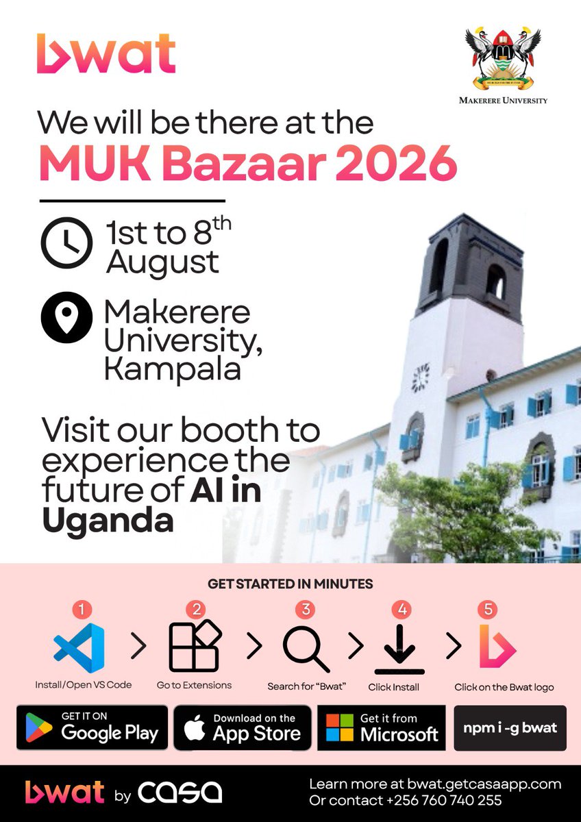 askbwat's tweet photo. Join us this Saturday for the MUK Bazaar and experience the future of AI in Uganda https://t.co/8PubffdBDQ