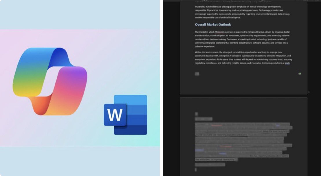 ali__cryptos's tweet photo. Security expert exposed AI worm inside Microsoft Copilot for Word

Hidden white-on-white text, invisible to users but readable by Copilot, can alter financial figures &amp; insert the same hidden prompt into newly generated files, allowing it to spread to others without actor action. https://t.co/8V8nv1kjG4