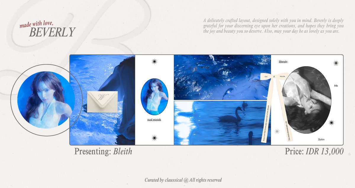 claussical's tweet photo. 🪞 #bealanja / please help me to repost? thank you so much! 

The tide has turned, something beautiful is waiting beneath the surface! collection washed in shades of blue and moonlit waters of Red Velvet ready stock layout 🩵🌊 https://t.co/6Xgs7IkRkt