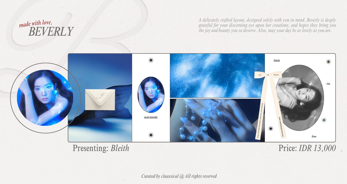 claussical's tweet photo. 🪞 #bealanja / please help me to repost? thank you so much! 

The tide has turned, something beautiful is waiting beneath the surface! collection washed in shades of blue and moonlit waters of Red Velvet ready stock layout 🩵🌊 https://t.co/6Xgs7IkRkt