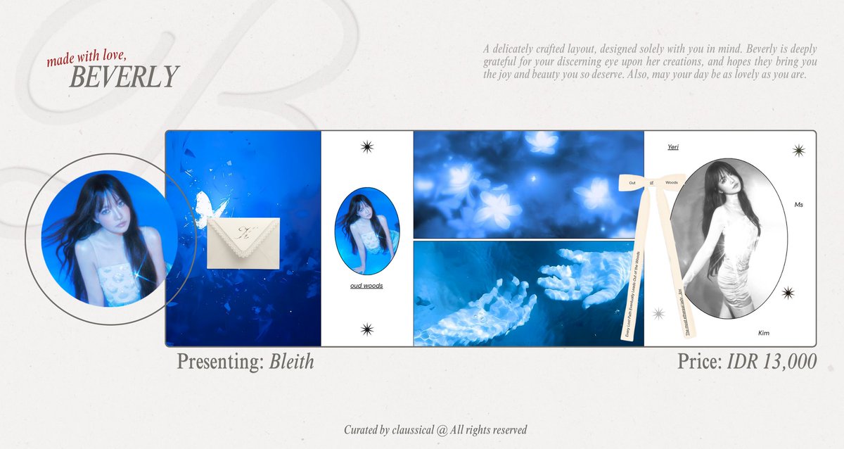 claussical's tweet photo. 🪞 #bealanja / please help me to repost? thank you so much! 

The tide has turned, something beautiful is waiting beneath the surface! collection washed in shades of blue and moonlit waters of Red Velvet ready stock layout 🩵🌊 https://t.co/6Xgs7IkRkt