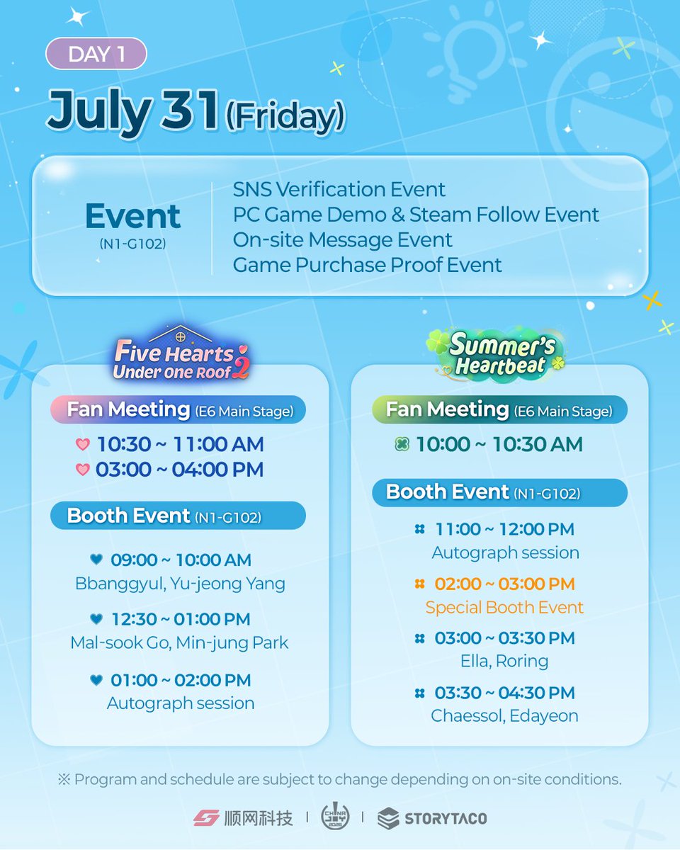 htata_official's tweet photo. 🎉#ChinaJoy 2026 D-DAY!
Day 1 is finally here!❤️
🎮Game demos & booth events
📸SNS Check-in Event
💌Messages for the cast
✨#FHUOR 2 & #SHB fan meetings and autograph sessions
📅July 31 (Fri)
Shunwang × STORYTACO booth❤️
※Schedule subject to change https://t.co/LSIp5aGCuQ