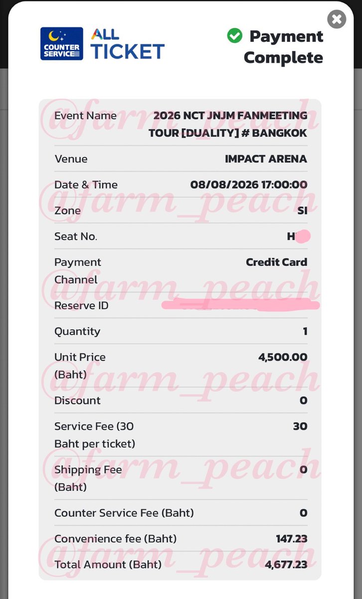 farm_peach's tweet photo. WTS / ขายบัตรรอบ เสาร์ 8 Aug
บัตรโซน SI แถว H ราคา4500฿ 
ขาย > 6,500฿ รวมทุกอย่างแล้ว(ค่าเมม/จ้างกด/ตัดบัตรเครดิต) นัดรับจ่ายสดหน้างานได้เลยค่ะ
สนใจ/สอบถามข้อมูล DM นะคะ🙏🏻
 #NCTJNJM_FANMEETING_TOUR_DUALITY
 #NCTJNJM_FANMEETING https://t.co/SGOUoMNgP4