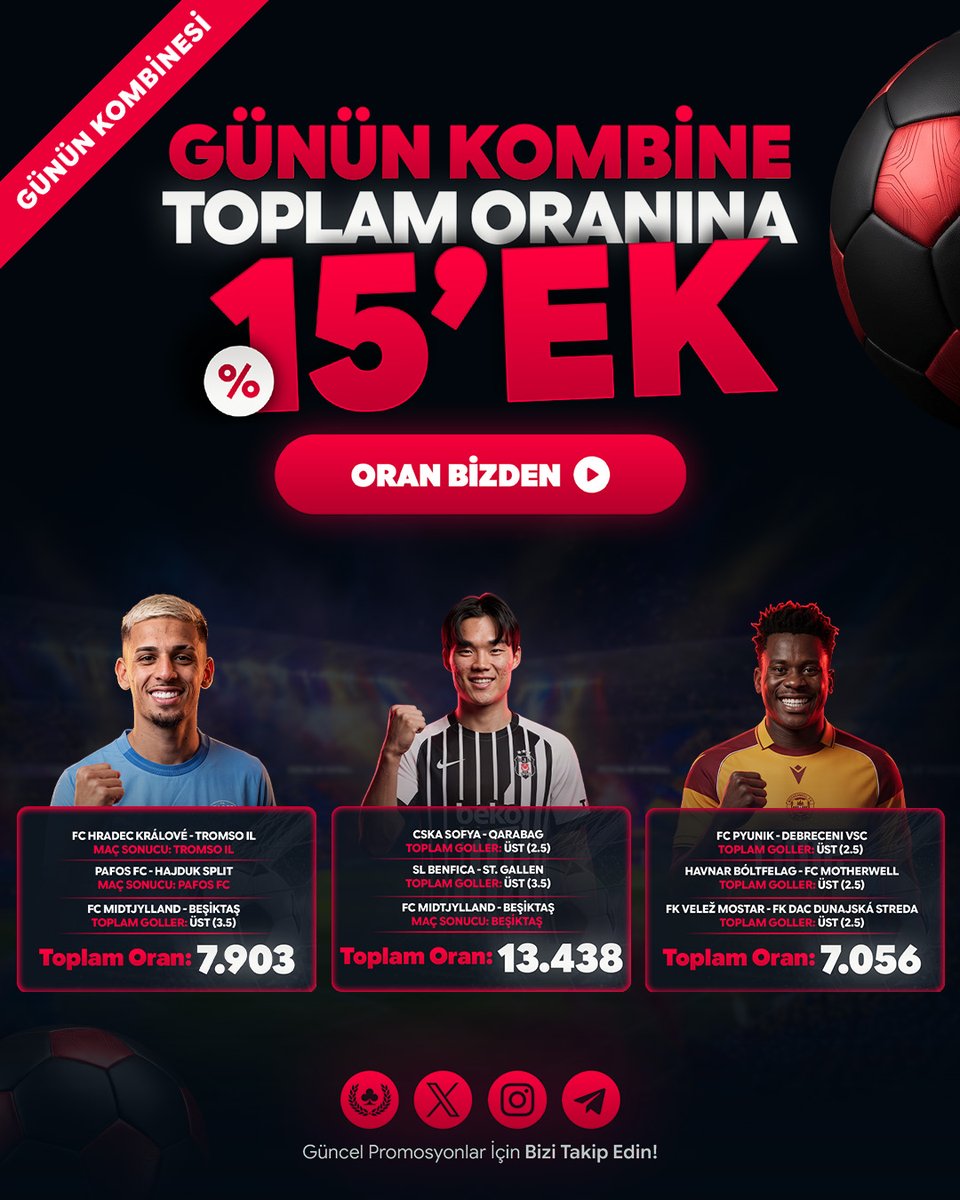 Tr_Bahsine's tweet photo. 👍GÜNÜN KOMBİNESİ #BAHSİNE ’DE! 
⚽️Bugünün seçilmiş maçlarıyla hazırlanan özel kombineler yayında

🚀3 farklı kupon seçeneği
🌍 #Avrupa’nın önemli mücadeleleri
📊Özel hazırlanmış kupon seçenekleri
🚀Yüksek oran fırsatları
📈7.903
📈13.438
📈7.056

👑Giriş: https://t.co/MUBPzZcrBS https://t.co/bUnWF7EGlZ