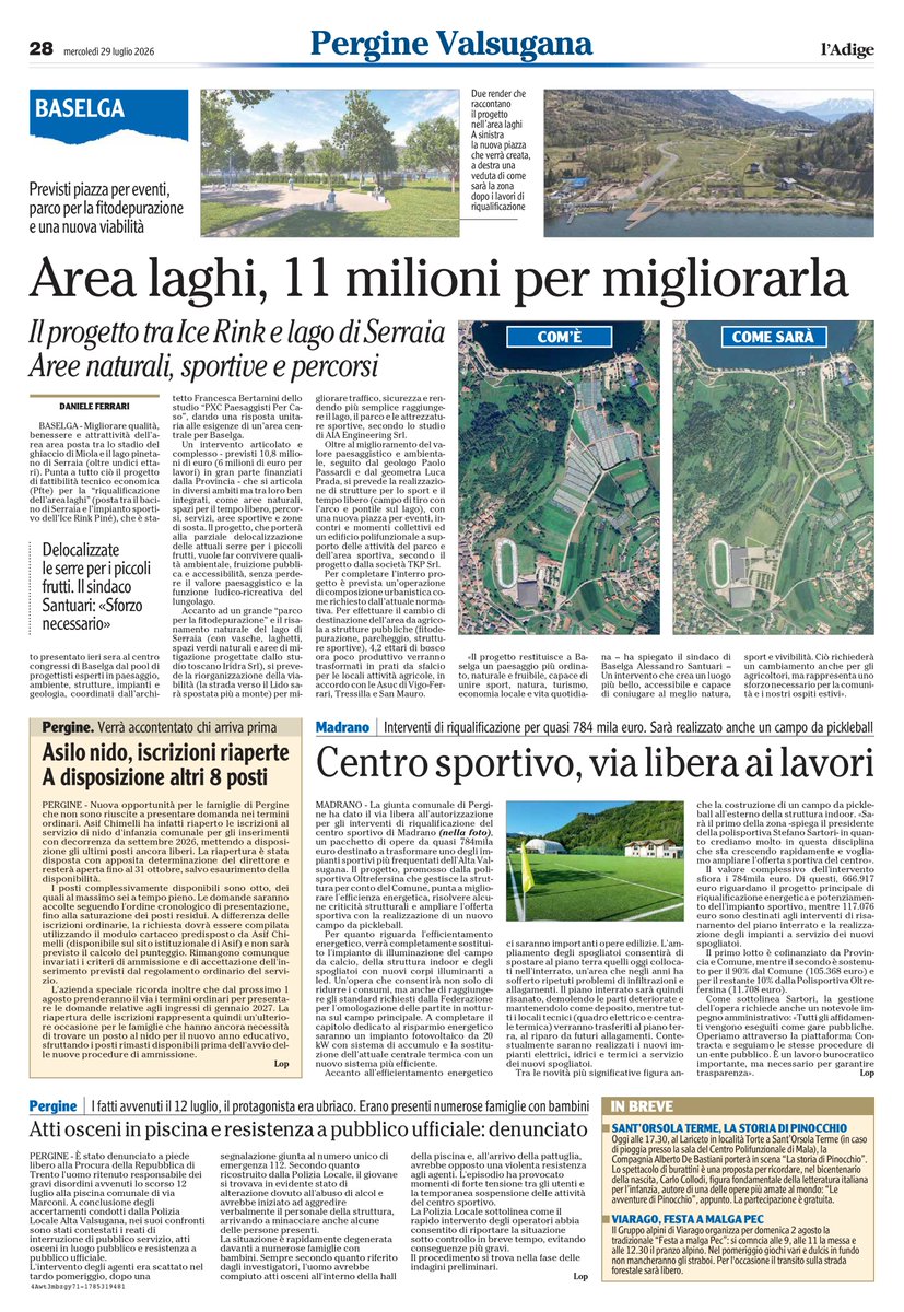 IRIDRA_firenze's tweet photo. Articolo pubblicato ieri su l'Adige sul progetto di riqualificazione dell'area del Lago di Serraia, in cui #IRIDRA ha curato la progettazione degli interventi di fitodepurazione e rinaturalizzazione, basati su #NatureBasedSolutions ๐ฟ https://t.co/7LchuQqWbk