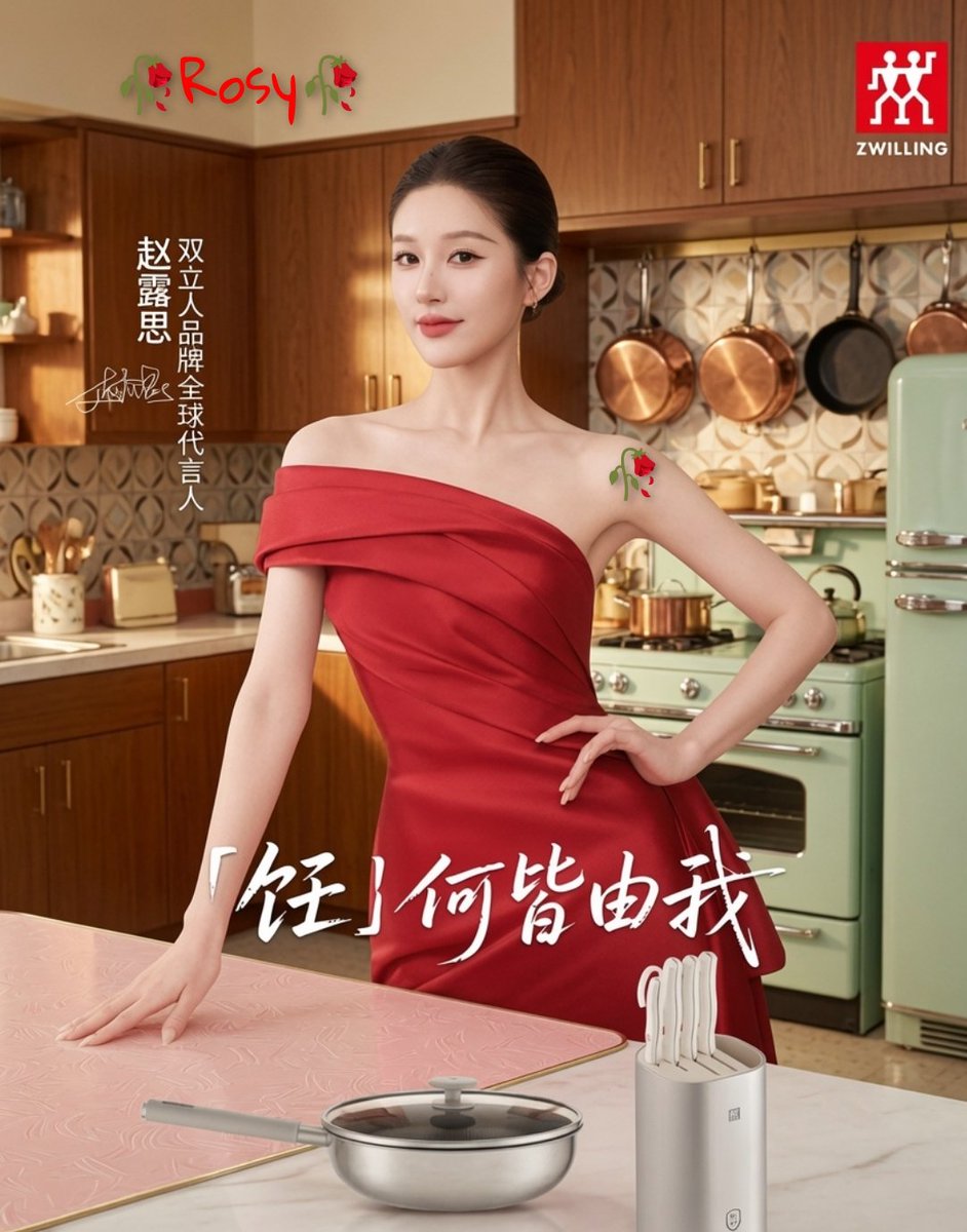 TetSolo1230's tweet photo. In this style, she resembles a movie star who has popped into the kitchen before receiving guests.
Global ambassador🥀
#ZhaoLusixZwilling https://t.co/Ovs2KfcD0E