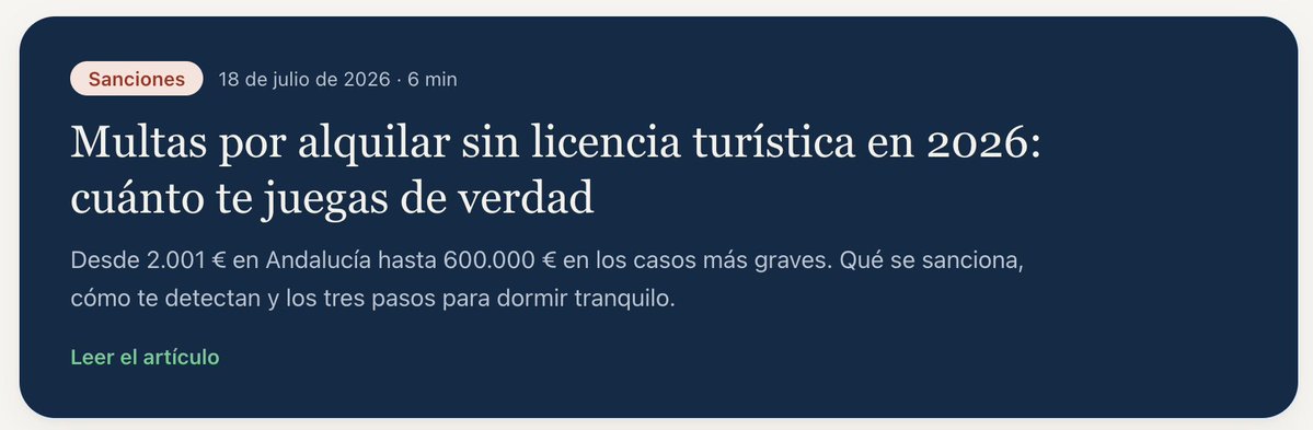RadarVUT's tweet photo. Multas por alquilar sin licencia turística en 2026: ¿cuánto te juegas de verdad?

👇👇

https://t.co/EqRewztbFm

#Multas #VUT #ViviendaTurística https://t.co/lcfdiNgQS4