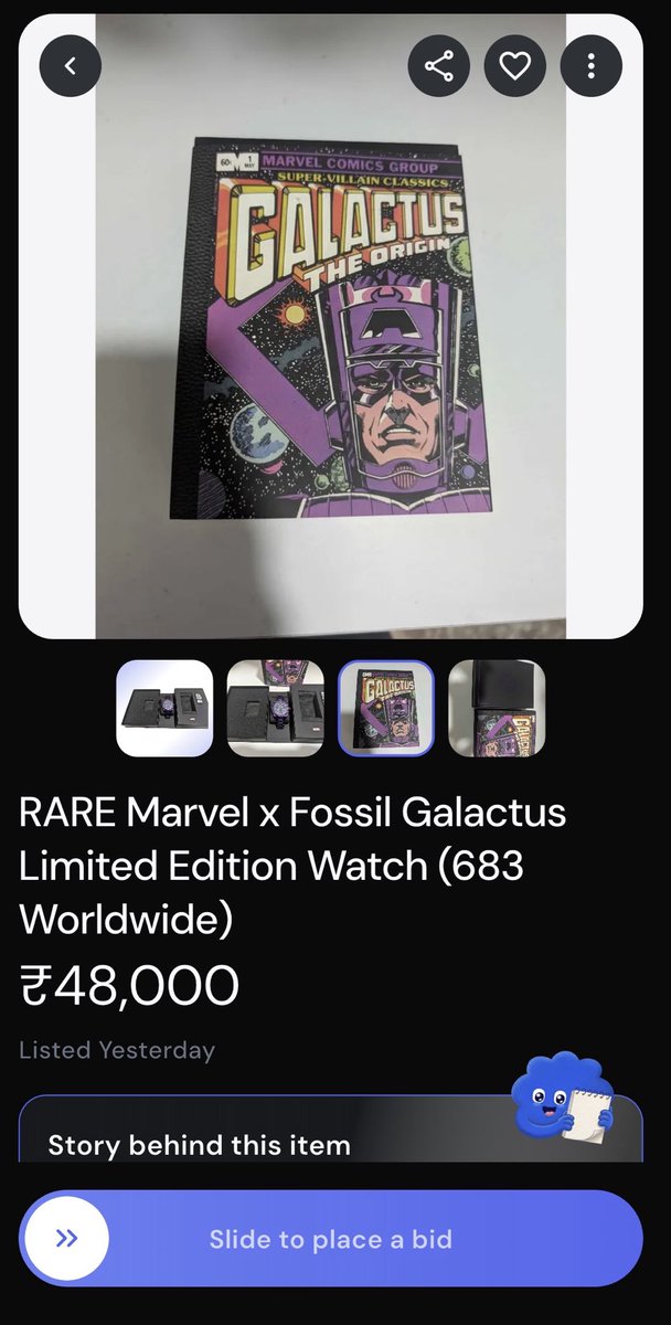 _saranshgoyal's tweet photo. Okay… this is ridiculously cool.

A Marvel × Fossil Galactus watch with only 683 pieces made worldwide.

Get it only on @justvingo

Slide to place a bid! https://t.co/njXmR5ueoN
