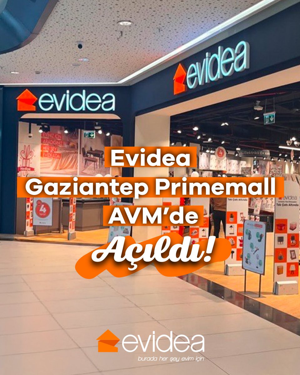 EvideaCom's tweet photo. Evidea Gaziantep Primemall AVM mağazamız bugün kapılarını açtı! 🎉

Evinize ilham katacak ürünler, açılışa özel avantajlar ve mağazamızı keşfetmek için sizi Gaziantep Primemall AVM’ye bekliyoruz. 🧡 https://t.co/AFTsouN0xQ
