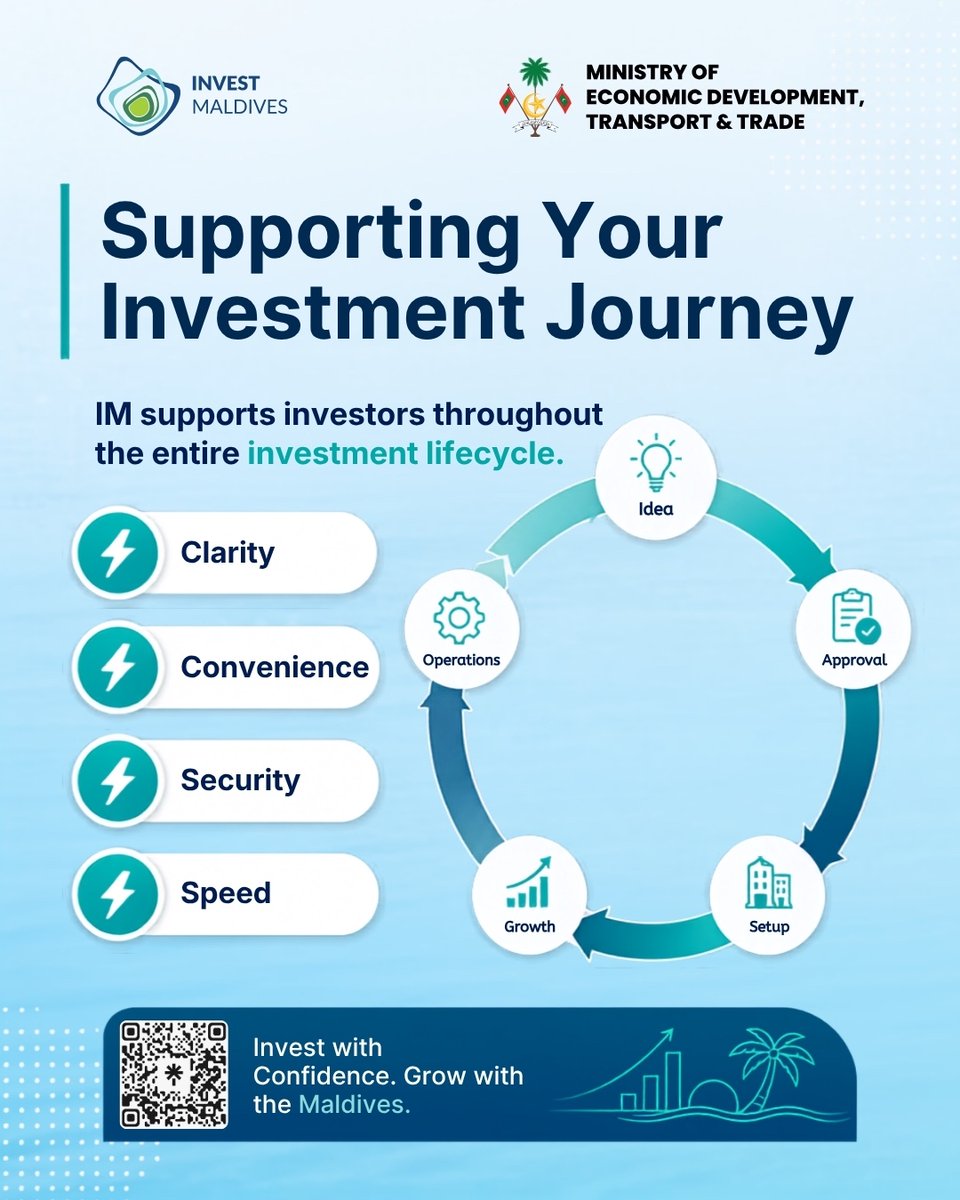 MoEDmv's tweet photo. From investment approval to business setup, @InvestMv offers one-stop-shop services to guide investors through every step of the journey. https://t.co/NDkB21CLZh