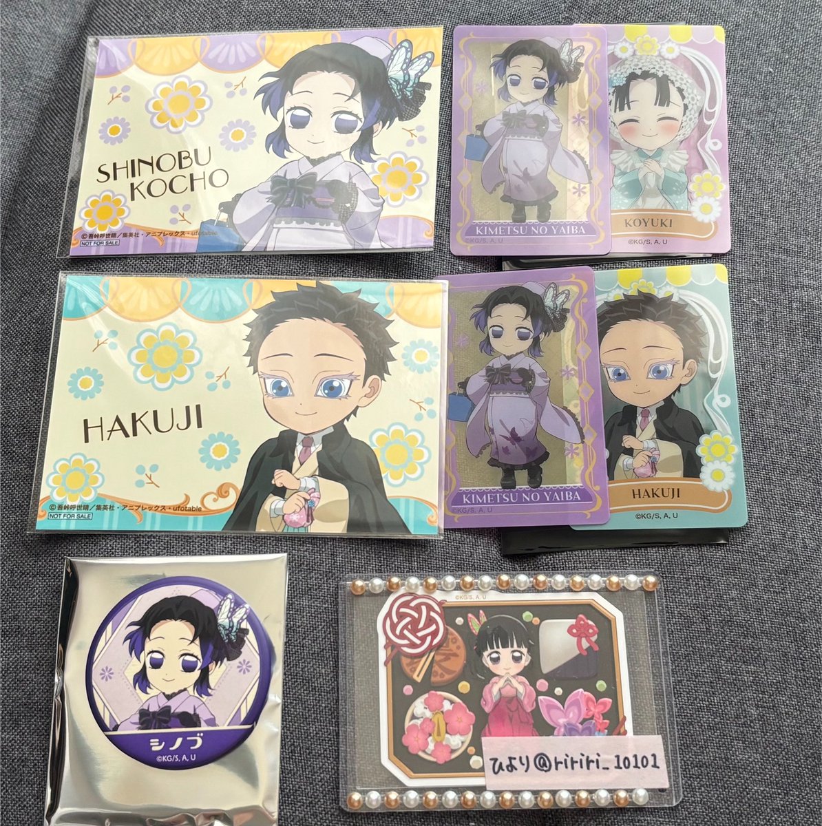 ririri_10101's tweet photo. 【交換】鬼滅の刃　アニメイト　メモリアルカードコレクション　キャラバッジコレクション　缶バッジ　ブロマイド　特典カード　クリアカード　キャラバッジ

譲→画像1枚目　狛治　恋雪　しのぶ
求→カナヲ＞炭治郎
都内手渡し又は郵送にて。条件合う方いましたら、よろしくお願いいたします。 https://t.co/Sgu3dvcOVf