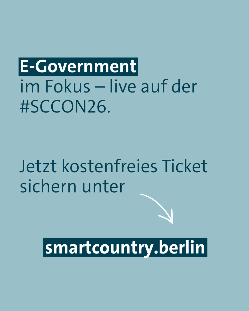 SmartCountryCon's tweet photo. Für einen zukunftsfähigen Staat braucht es mehr #Digitalisierung in Behörden und Kommunen. Genau deshalb ist E-Government ein besonderer Schwerpunkt der #SCCON26. An drei Veranstaltungstagen erwarten Sie spannende Highlights.

Kostenfreie Tickets ➡️ https://t.co/RUJMOrJTvS https://t.co/xINlSQ9civ