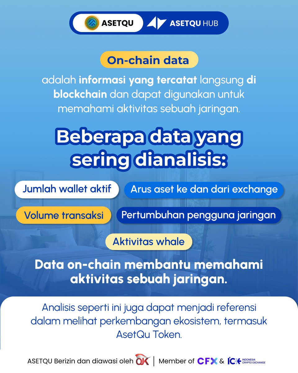 asetquu's tweet photo. Harga memang mudah dilihat, tapi aktivitas di balik blockchain sering kali menyimpan insight yang lebih menarik.

Itulah mengapa banyak investor mulai memanfaatkan data on-chain untuk memahami kondisi pasar secara lebih objektif. Simak metrik yang paling sering diperhatikan. https://t.co/WGUo1dzjX2
