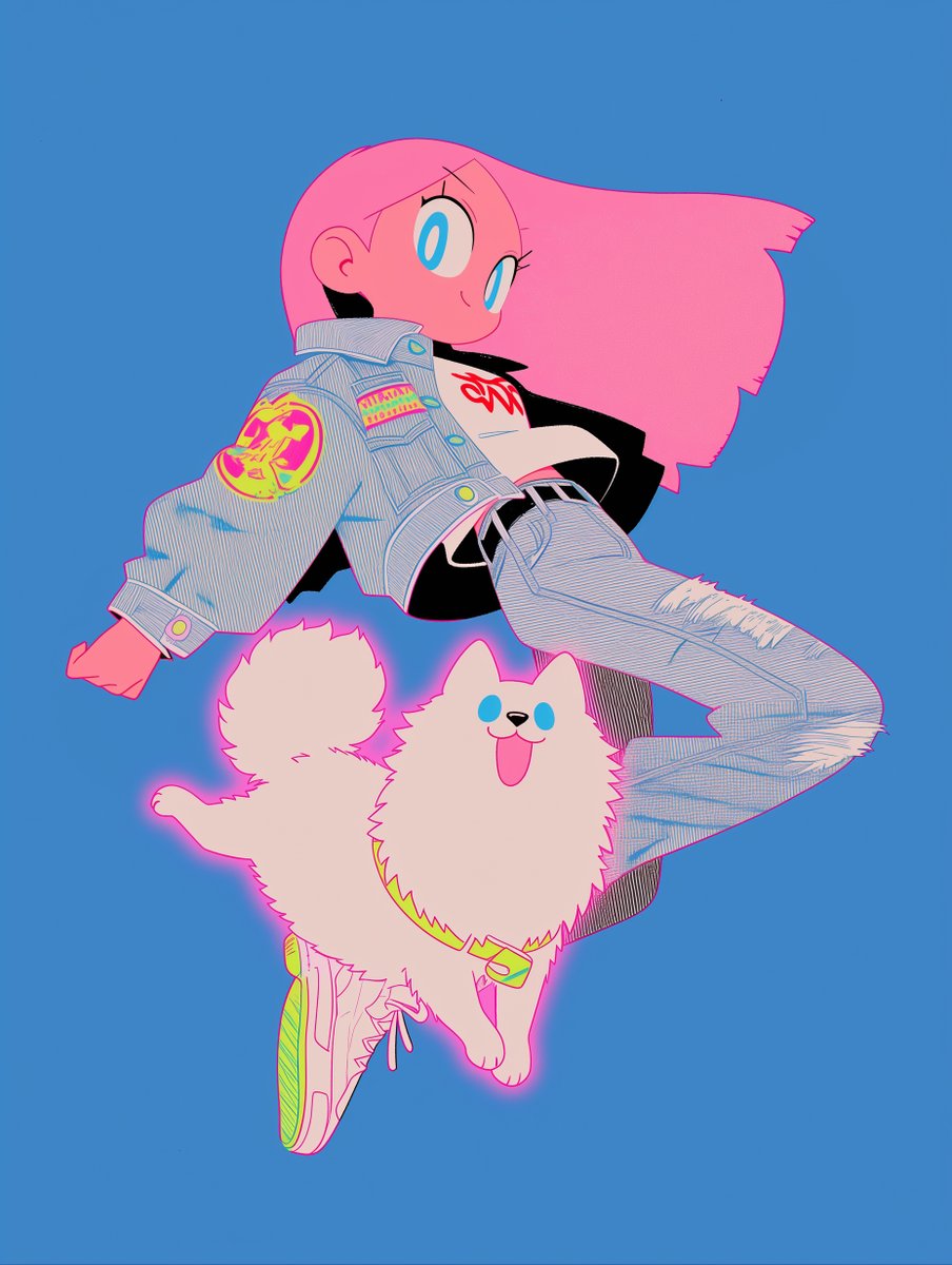 nak_mushi's tweet photo. Pomeranian and Girl https://t.co/mLnjWPxbJ6