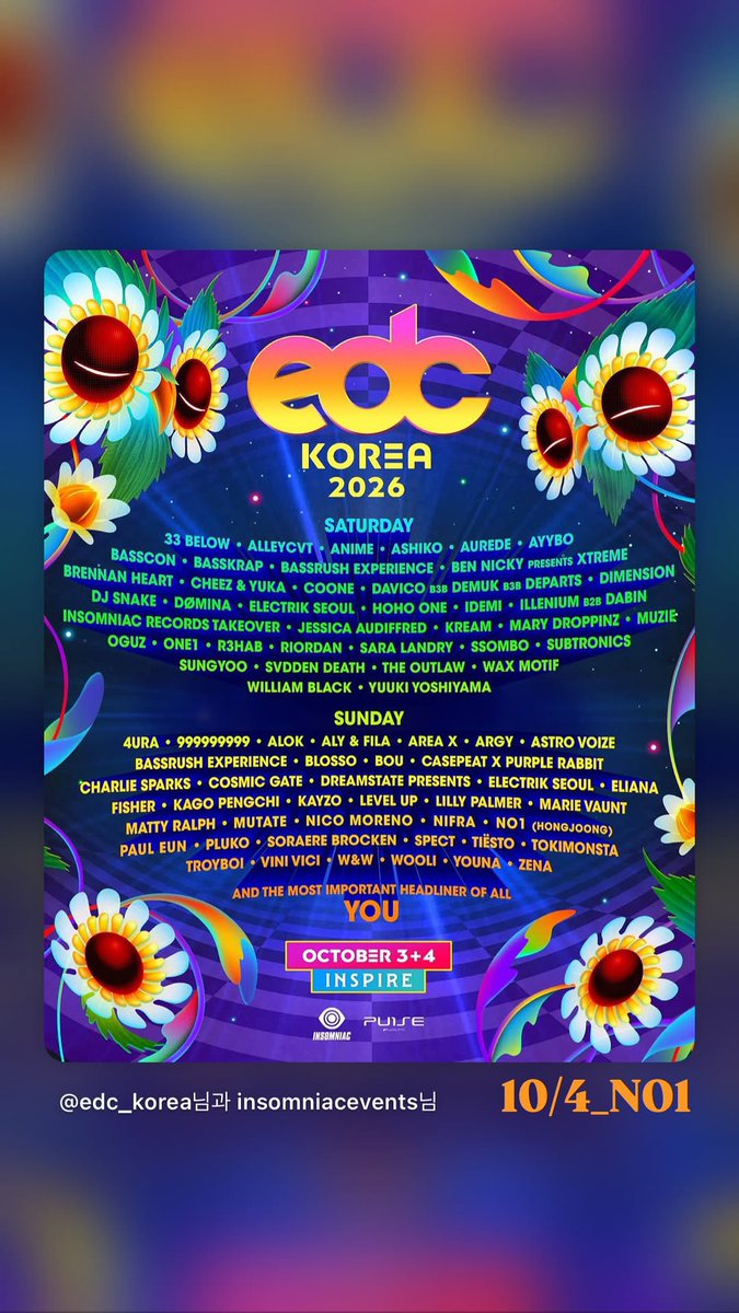 NayTinyHJ's tweet photo. ฝากAtiny ไปเชียร์ดีเจ NO1 #Hongjoong ในเทศกาล EDC Korea 2026 Electric Daisy Carnival กันเยอะๆน้า (เยอะอยู่แล้ว เตรียมอิจอยู่ไทยรอ😭) 
⏱️อาทิตย์ที่ 4 ตุลา 2026 📍INSPIRE Entertainment Resort เมืองอินชอน เกาหลีใต้ https://t.co/S3wYqWZNlM