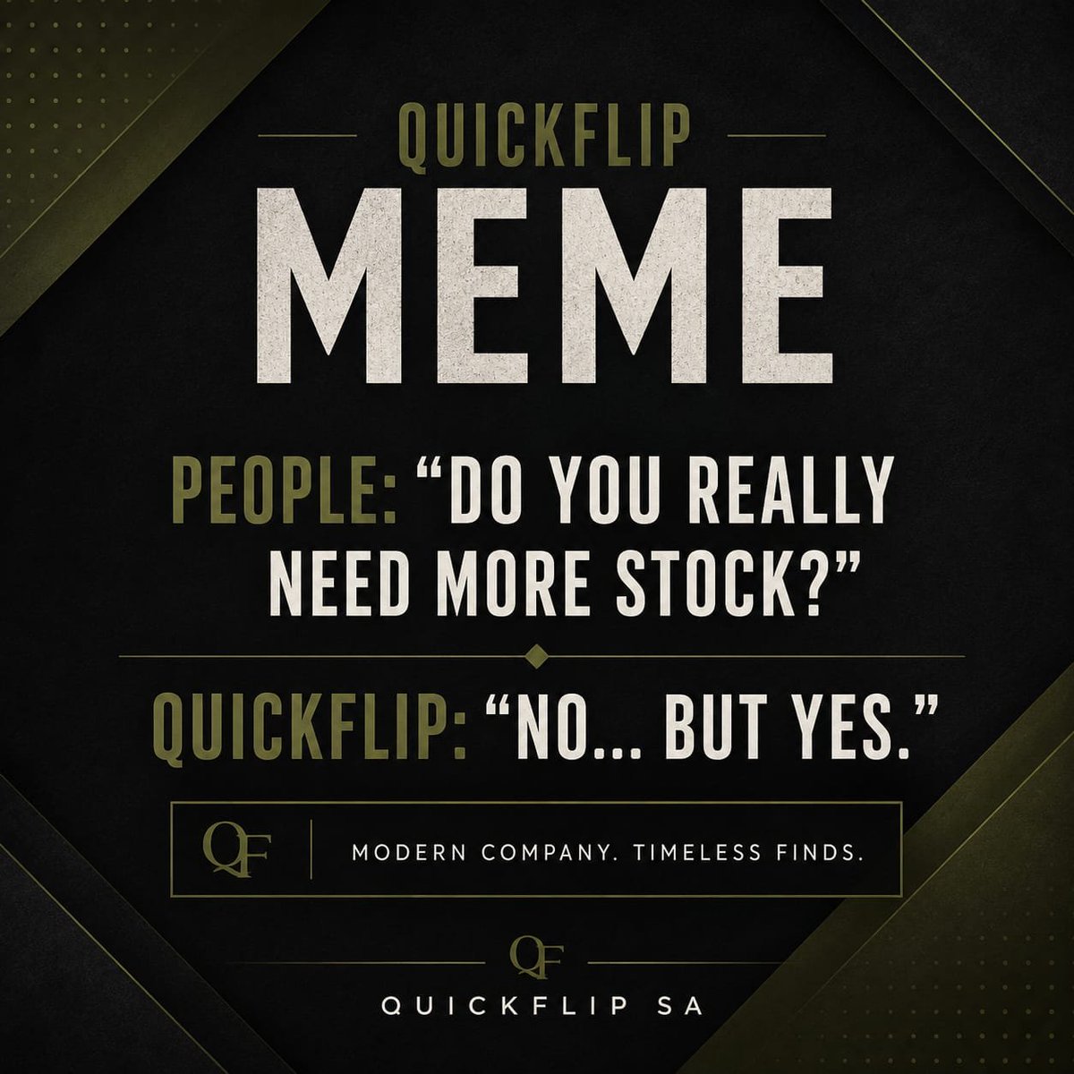 QuickFlip555's tweet photo. Do we really need more stock? Probably not.
Are we going to buy more anyway? Absolutely. 😂🛋️

At QuickFlip, every great find deserves a second chance — and somehow, there is always space for one more treasure.

Modern Company. Timeless Finds.

#QuickFlipSA #TimelessFinds https://t.co/pxt7dLRdUi