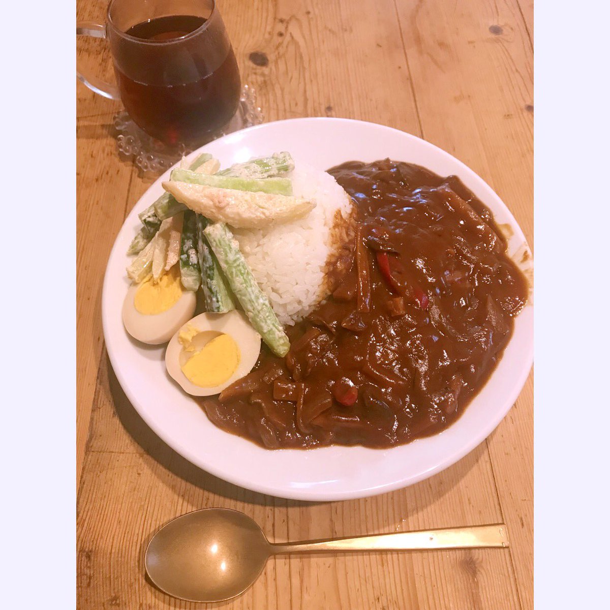 ryunosuke_h's tweet photo. #lunch #hashedbeef #hashedbrown #ハヤシライス #洋食 #味玉 #明太子サラダ #ほうじ茶 #加賀棒茶 #ハヤシもあるでよ ww #おうち洋食 #カフェめし #おうちカフェめし #ルウが右派 #在宅勤務 #StayatHome 🏠🍵🍛 https://t.co/rweSwTtS9A