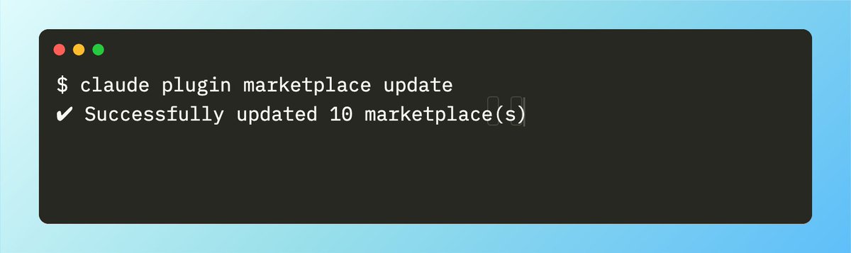 _The_Java_Guy_'s tweet photo. 💡 Claude Code tip: update all your installed marketplaces with just one command. It saves time and you're sure you run the latest versions of all the plugins.

#ClaudeCode #AI #SeniorDeveloper https://t.co/hgwEec5oBO