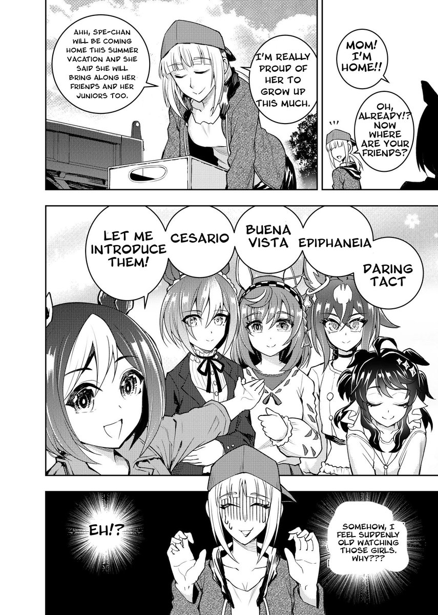 EspokunCity's tweet photo. When your kid brings home a 'friend' (?) and you instantly feel a thousand years old by Greyros and Demongem

Source: https://t.co/Z0Ehh0etol

Please support the original artist's works!

#UmaTranslations #Umamusume #ウマ娘 #ウマ娘譲 #SpecialWeek https://t.co/Mg5hJnbMrk