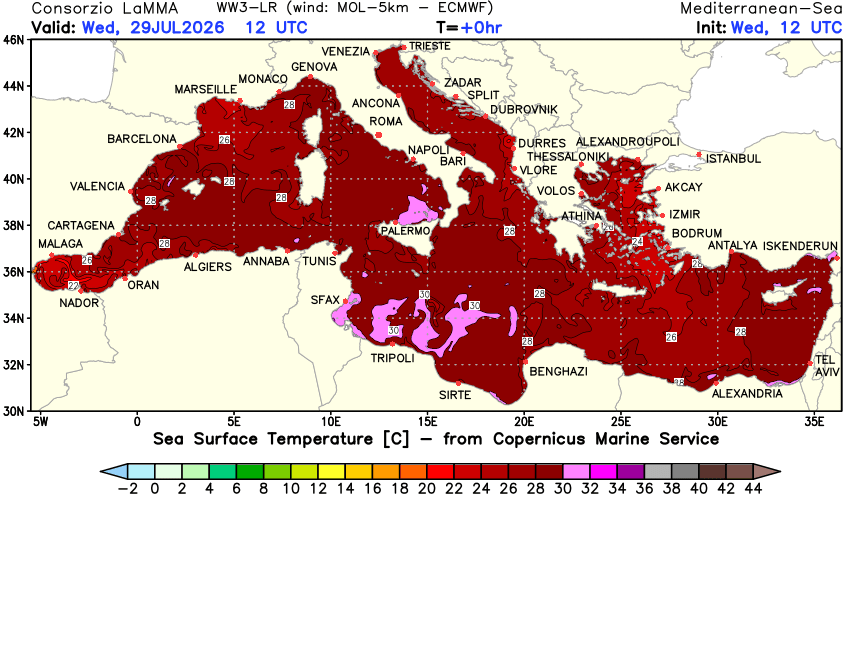 alexmegapc's tweet photo. Mireu com tenim el mar Mediterrani: realment hem normalitzat unes temperatures superficials que fa una dècada eren inimaginables. Una temperatura de la superfície del mar (SST) tan elevada al Mediterrani, amb valors generalitzats de 28 °C a 30 °C com es veu al mapa, actua com un potent motor atmosfèric i pot tenir conseqüències meteorològiques importants. Tot i que per si sola no desencadena efectes com una DANA —ja que sempre necessita inestabilitat atmosfèrica per activar el mecanisme—, és el que anomenem energia potencial. És com tenir una presa on l'aigua, per si sola, no té cap efecte; però si la presa es trenca, l'energia que alliberarà aquesta aigua pot tenir conseqüències molt dolentes. Us poso a tall d'exemple algunes conseqüencies meteorològiques:

1) Combustible per a pluges torrencials: L'aigua molt calenta s'evapora a gran velocitat. Això carrega l'atmosfera d'una enorme quantitat de vapor d'aigua i energia tèrmica (calor latent).

2) Gènesi de "medicanes": Augmenta la probabilitat que es formin ciclons mediterranis amb característiques tropicals.

3) Gotes fredes més violentes (DANA): Quan arribin les primeres depressions o entrades d'aire fred a la tardor, el contrast amb aquest mar tan càlid pot provocar una inestabilitat extrema que generarà tempestes severes.

3) Nits tropicals i tòrrides persistents: El mar actua com un termòstat nocturn. Com que no es refreda, impedeix que la temperatura de les zones costaneres baixi durant la nit, i manté mínimes de més de 20 °C o 25 °C de forma continuada.

4) Onades de calor extremes a terra: Un Mediterrani sobreescalfat perd la seva capacitat de refrescar el continent a través de les brises marines, fet que intensifica i allarga les onades de calor a la península i les illes.