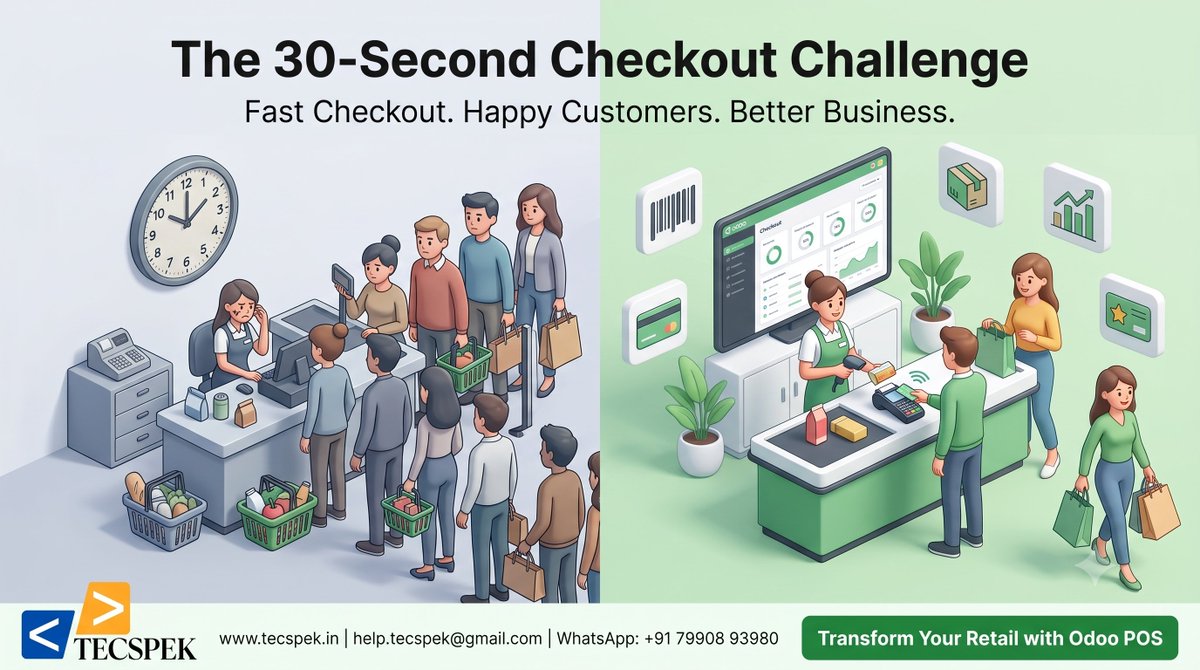tecspek's tweet photo. A fast checkout isn't a luxury—it's a competitive advantage.

Upgrade your retail business with Odoo POS.

⚡ Fast Billing
📦 Live Inventory
💳 Smart Payments
🌐 https://t.co/ZNvlTraJn2
📧 help.tecspek@gmail.com

💬 +91 79908 93980

#Odoo #POS #Retail #ERP https://t.co/ixVCEiiBL3