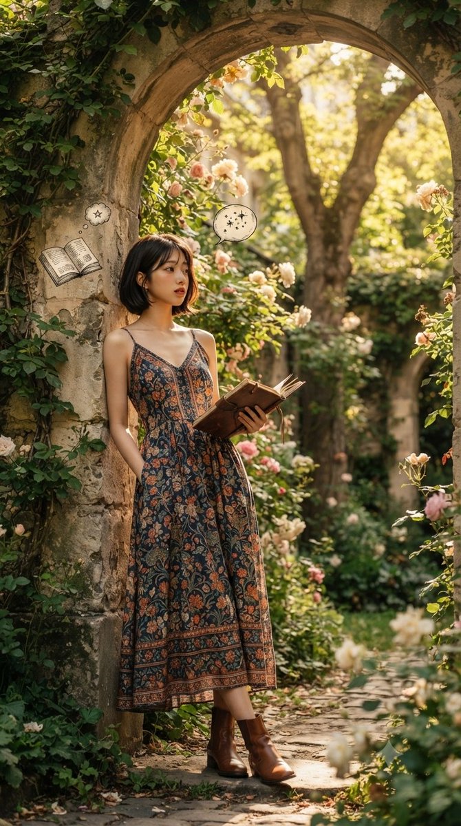 Serene Garden Literary Portrait