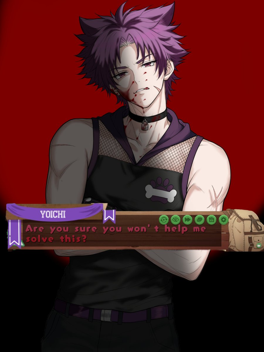 Nainiyu7's tweet photo. "Come on, help me solve these troubles."💜🐺#yoichi #campbuddy #yoichiyukimura @blitsblgames  @mikkoukun https://t.co/7ArbEU7bNq