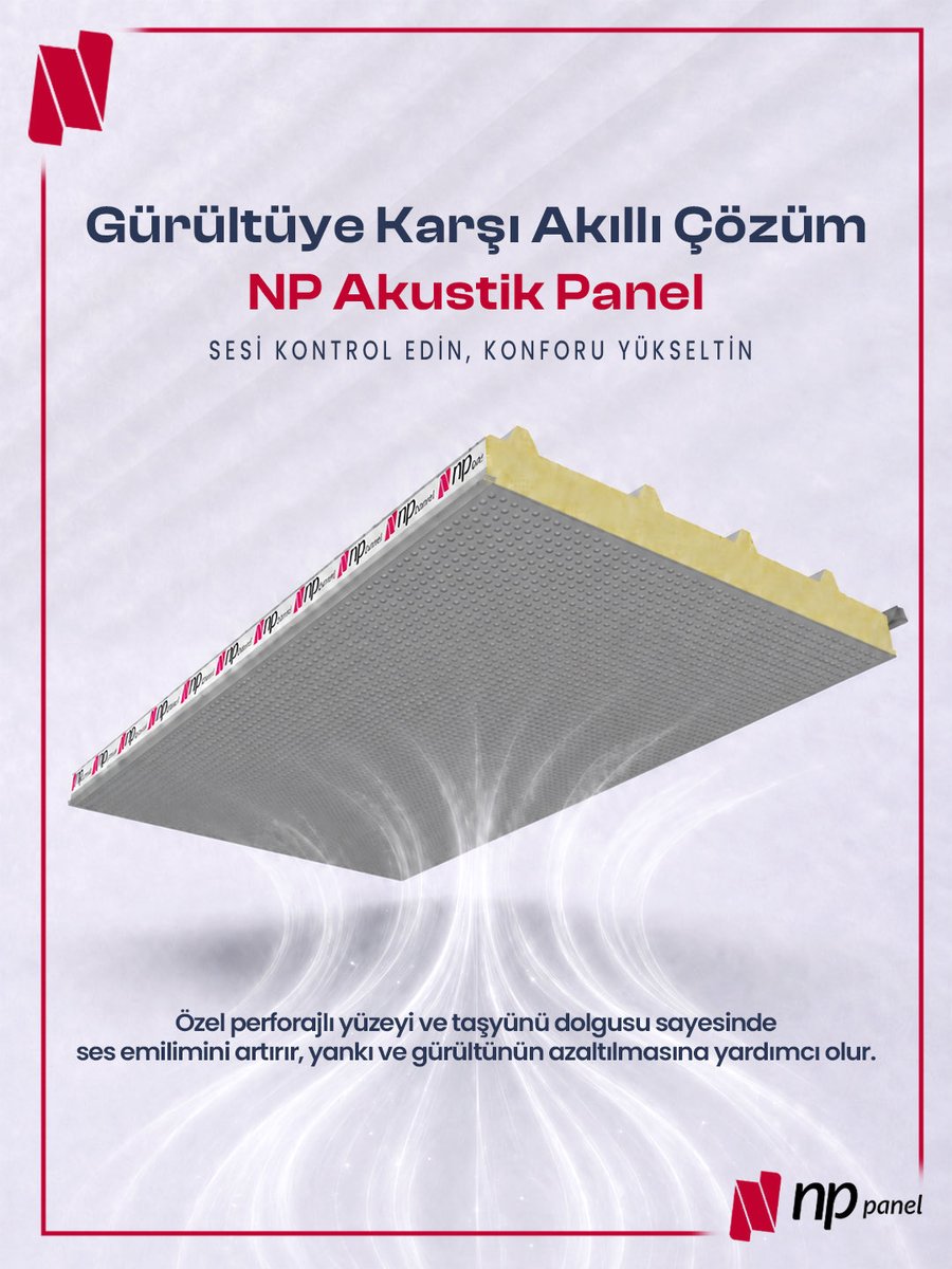 nppaneltr's tweet photo. 🔇 Gürültüyü kontrol altına alın, konforu artırın.

NP Akustik Panel, özel perforajlı yüzeyi ve taş yünü dolgusu sayesinde ses emilimini artırarak yankı ve gürültünün azaltılmasına katkı sağlar. https://t.co/uze3Hm99a0