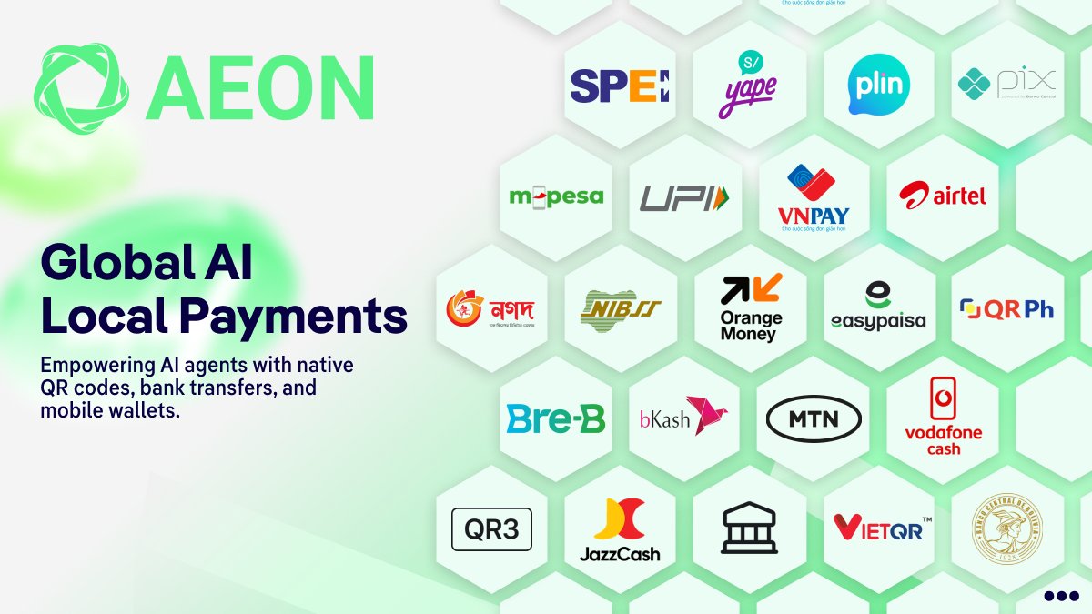 AEON_Community's tweet photo. For AI agents to truly operate globally, they need to speak the local financial language. 🌍

AEON is giving autonomous agents real-world transaction capabilities by integrating the exact payment rails consumers and merchants rely on every day:

📲 QR Code Scanning
🏦 Instant Bank Transfers
📱 Native Mobile Wallets

By adapting to local financial habits, AEON removes the friction between digital AI logic and physical commerce. AI agents can now effortlessly settle transactions anywhere, using native regional payment channels.

$AEON