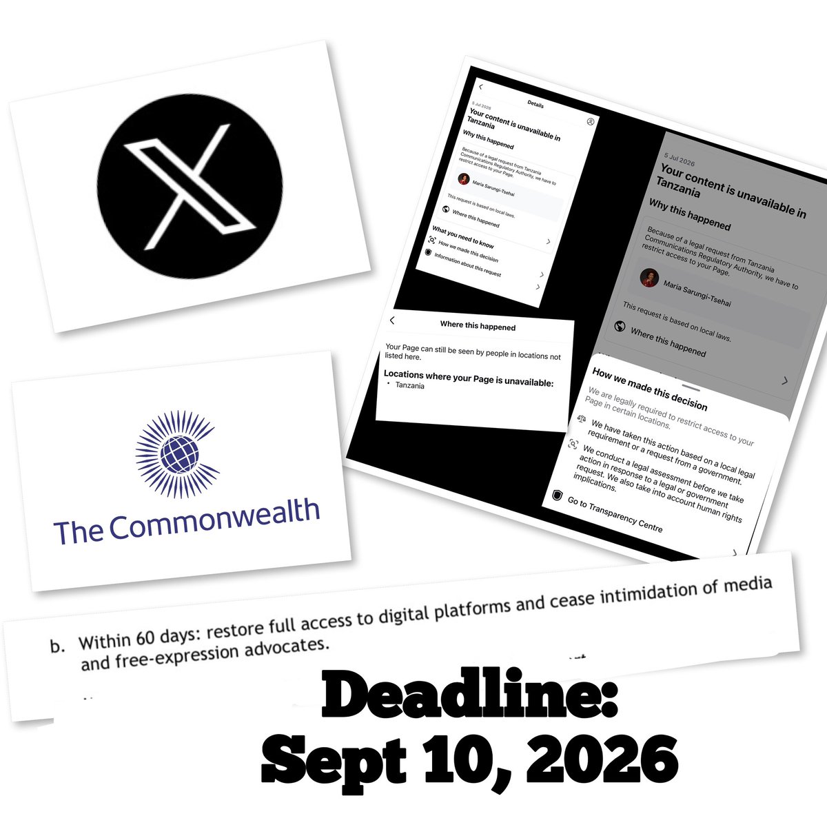 MariaSTsehai's tweet photo. Nawakumbusha madhulmat: Sept 10,2026 ndo deadline ya Commonwealth kufungulia mitandao yote nchi na kuacha kutunyanyasa kama mi akaunti yangu mmezuia Tanzania
Sisi tupo hapa tunafanya M&E na kuwasaidia Jumuiya ya Madola
Mjipange maana consequences si lelemama
Eti mnafungia kisa Abduli ndo mnataka nchi iingie matatizoni!?
Mna akili ninyi watanganyika? Mnamwogopa Abdul? 
Be serious people!
Eniwei #TutaelewanaTu