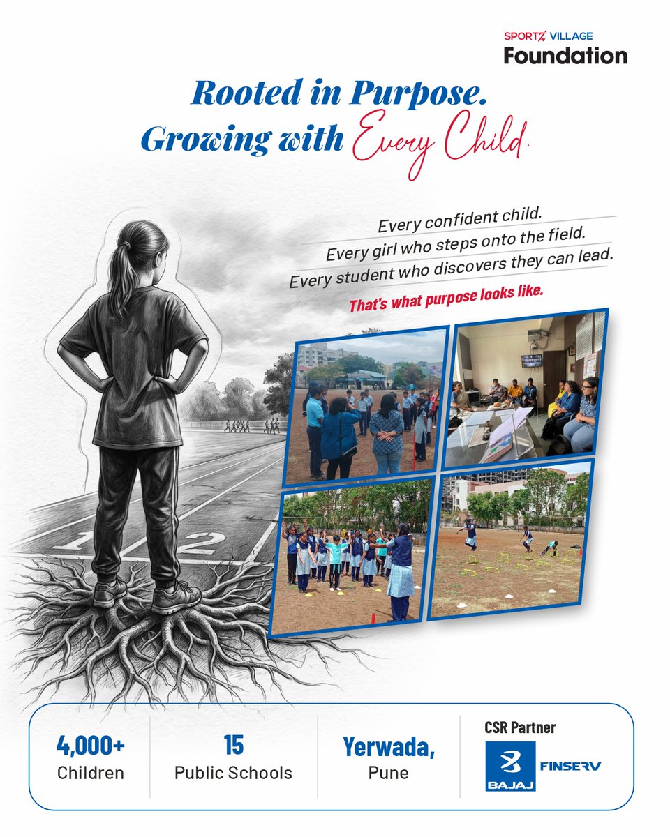 SVChangeIndia's tweet photo. Sport's greatest legacy isn't the number of lives it touches, it's the generations it inspires. Proud to partner with Bajaj Finserv to bring structured sports and physical education to 15 public schools in Yerwada, Pune. #SportForChange https://t.co/nY7uiPuomZ