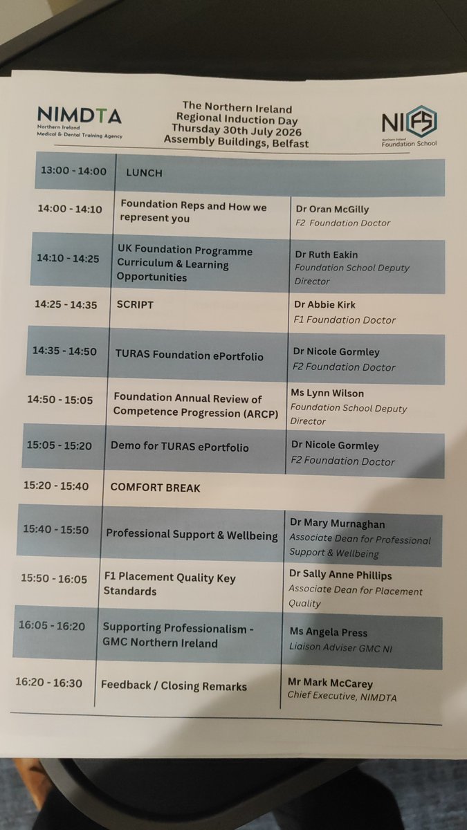 _NIMDTA's tweet photo. Today is F1 induction day! 🙌
Welcome to all our new Foundation Year 1 (F1) doctors attending today’s Foundation Regional Induction Day at Assembly Buildings, Belfast.
We’re delighted to welcome you as you begin this exciting new chapter in your medical careers 💚
#ValuedTrainees https://t.co/A1marCzl4C