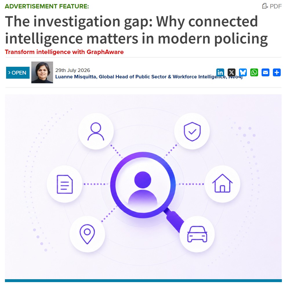 PolicingInsight's tweet photo. Police forces already hold vast amounts of intelligence. The challenge is turning fragmented information into operational understanding before opportunities are missed. In this joint article, GraphAware and Neo4j explore how connected intelligence helps analysts surface critical relationships faster while keeping every insight explainable and evidence-based.

[ADVERTISEMENT FEATURE]
https://t.co/I1qlk8Ojeo

💡 Read more articles from the 'Transform intelligence with GraphAware' series: https://t.co/XkIBuk6s9b
@graph_aware @neo4j