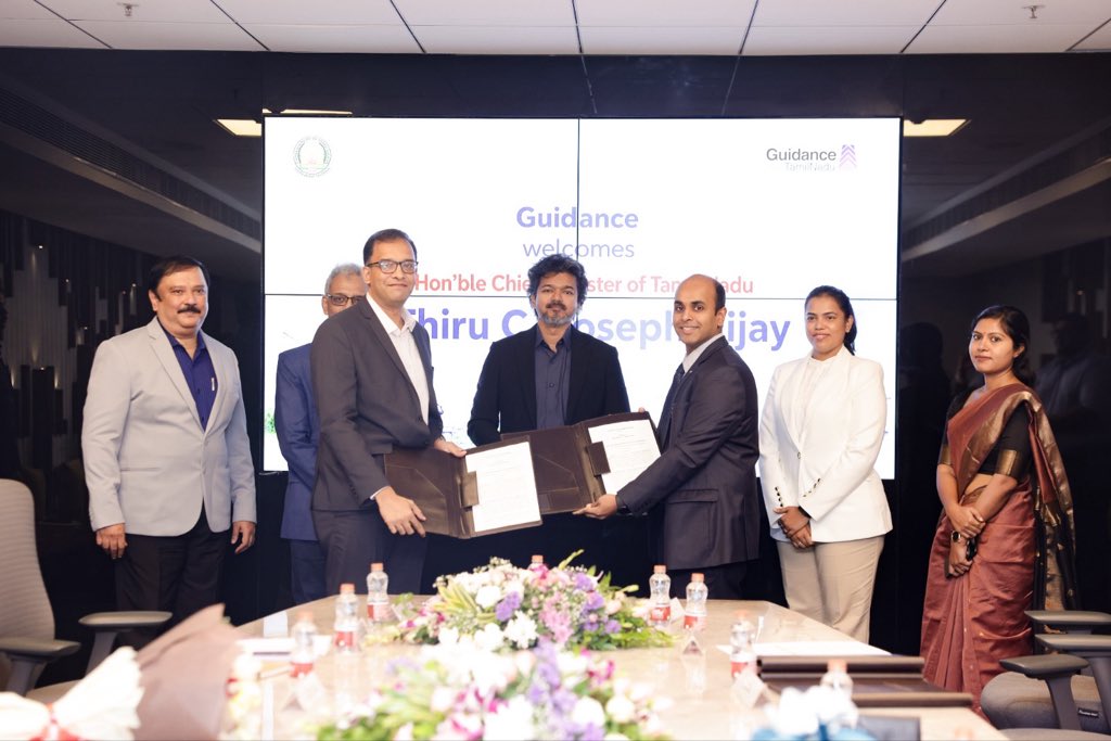 Keerthana4VNR's tweet photo. Today, in the presence of Hon'ble Chief Minister Thiru C. Joseph Vijay, Tamil Nadu signed MoUs with Chubb (Switzerland) and Nordex (Germany) for their first GCC and R&D centres in TN, MotiveLink (South Korea) for a ₹300 Cr manufacturing facility in Kancheepuram, and the University of Western Australia for TN's first-ever international university campus in Chennai. 

Together, these investments are expected to create over 2,920 direct and indirect employment opportunities, while reinforcing Tamil Nadu's position as India's preferred destination for advanced manufacturing, GCCs, research and global talent.

Every investment we attract is ultimately about creating better opportunities, higher incomes and a stronger future for the people of Tamil Nadu. We remain committed to building an economy that creates quality jobs, fosters innovation and delivers inclusive prosperity.