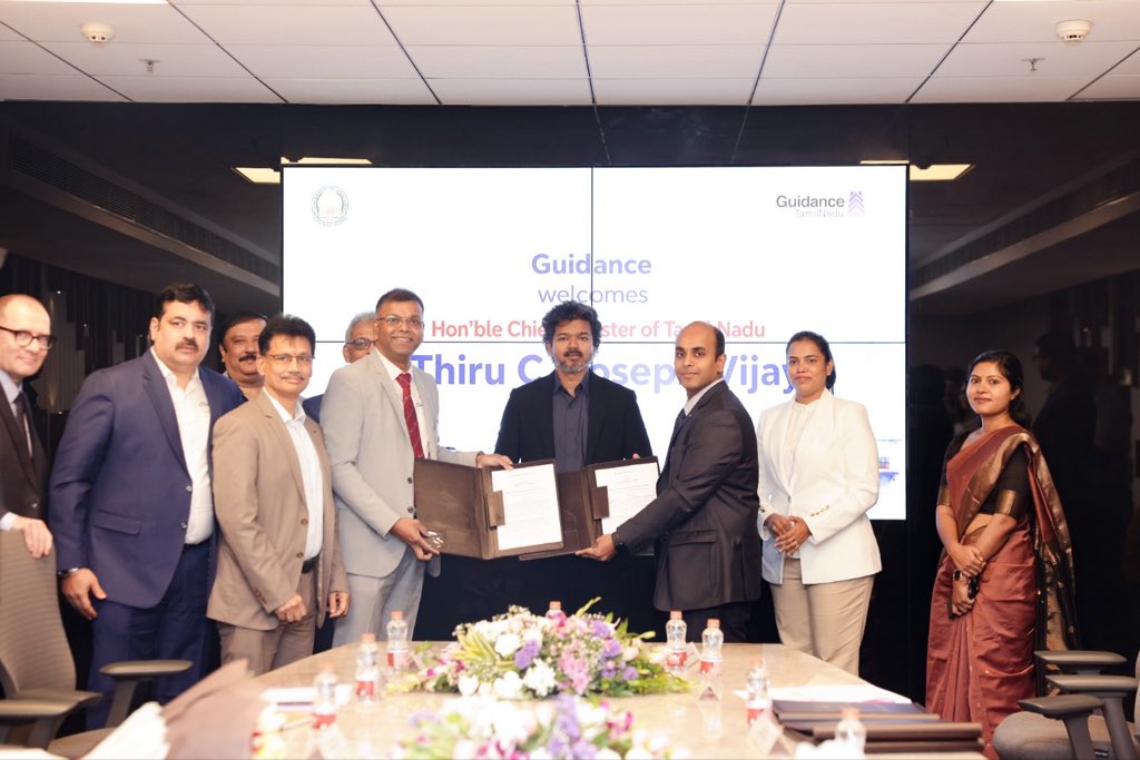 Keerthana4VNR's tweet photo. Today, in the presence of Hon'ble Chief Minister Thiru C. Joseph Vijay, Tamil Nadu signed MoUs with Chubb (Switzerland) and Nordex (Germany) for their first GCC and R&D centres in TN, MotiveLink (South Korea) for a ₹300 Cr manufacturing facility in Kancheepuram, and the University of Western Australia for TN's first-ever international university campus in Chennai. 

Together, these investments are expected to create over 2,920 direct and indirect employment opportunities, while reinforcing Tamil Nadu's position as India's preferred destination for advanced manufacturing, GCCs, research and global talent.

Every investment we attract is ultimately about creating better opportunities, higher incomes and a stronger future for the people of Tamil Nadu. We remain committed to building an economy that creates quality jobs, fosters innovation and delivers inclusive prosperity.