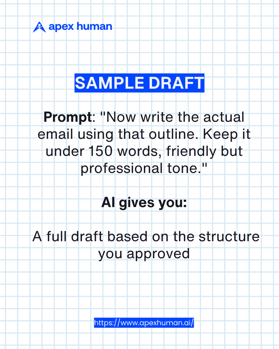 apexhuman_ai's tweet photo. AI TIP: "BREAK IT DOWN"

If your prompts aren't giving good results, the issue might not be the AI, it might be how much you're asking it to do at once.

Break it into steps instead:
outline → draft → refine

Sharper output, every time. Try it on your next task. https://t.co/i2RtoBfPtH
